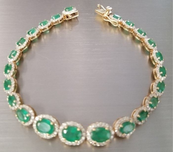 14K Emerald & diamond bracelet App $10,185