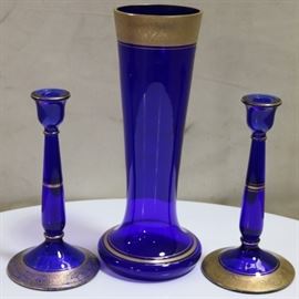 Elegant glass cobalt blue garniture set