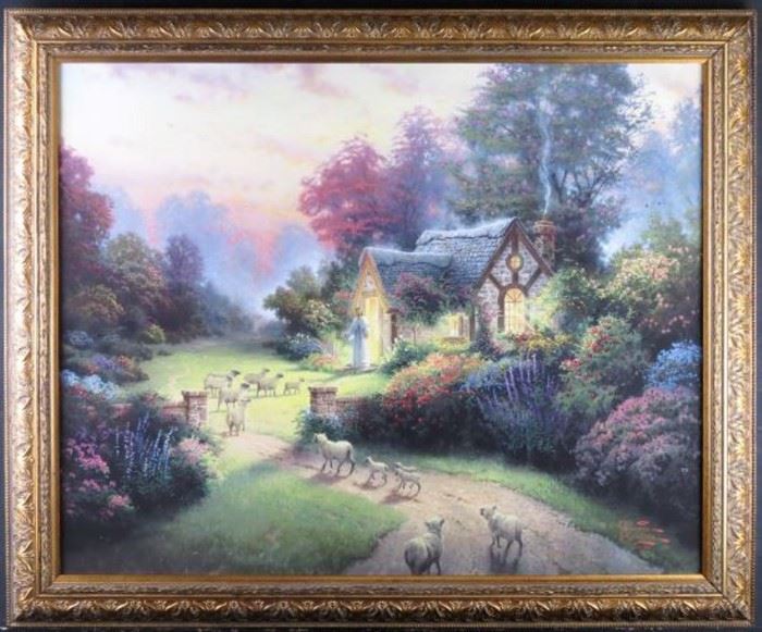 The Good Shephard Cottage Giclee on Canvas by Thomas Kinkade