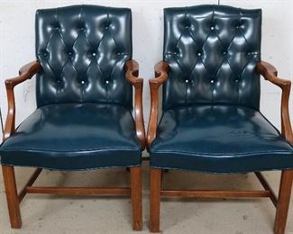 Leather Chesterfield arm chairs