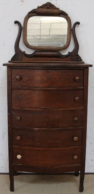 Tall oak chest w/ mirror