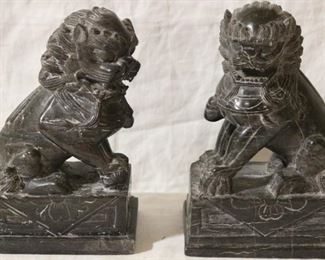Pair of marble foo dogs
