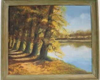 Artist signed water's edge painting