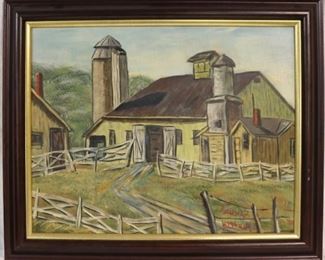 Artist signed farm scene