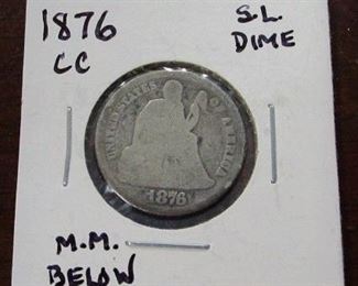 1876 Carson City seated dime