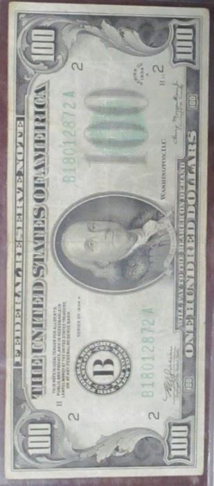 $100 bill 1934