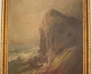 Early oil on canvas of cliff