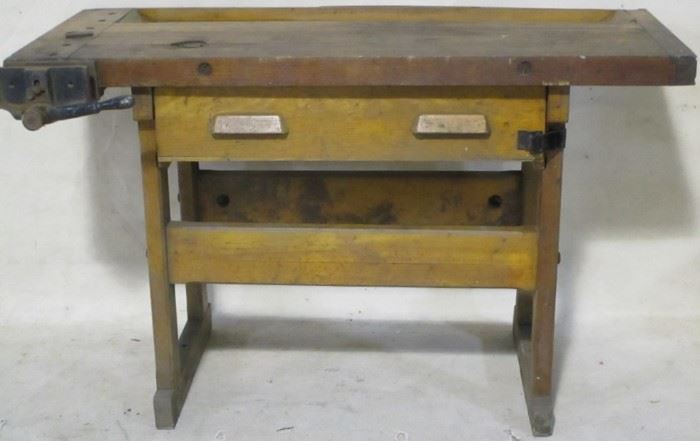 Early primitive table w/ vise