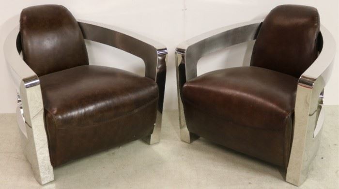 Lazzaro leather bomber arm chair
