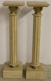 Pair solid marble pedestals