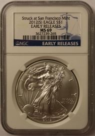 2012-S American silver eagle MS69