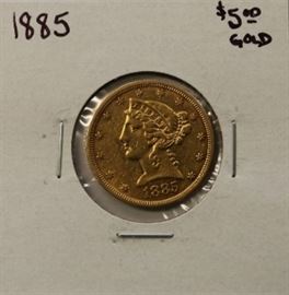 1885 $5 Gold liberty coin