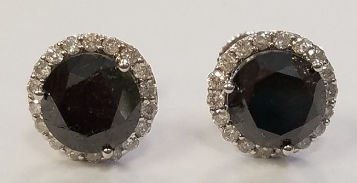 14K Black & white diamond stud earrings