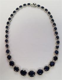 14K Sapphire & diamond necklace 