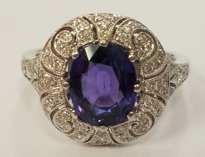 18K Sapphire & diamond ring