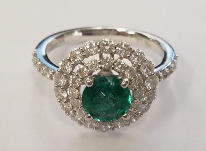 14K Emerald & diamond ring