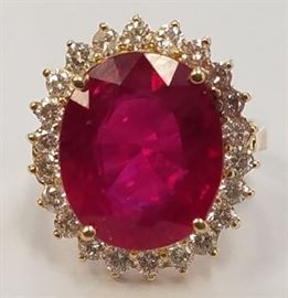 14K gold Ruby & diamond ring 
