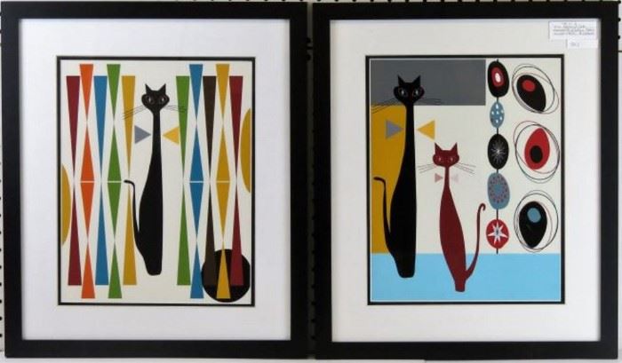 Mid Century Modern Abstract Cats