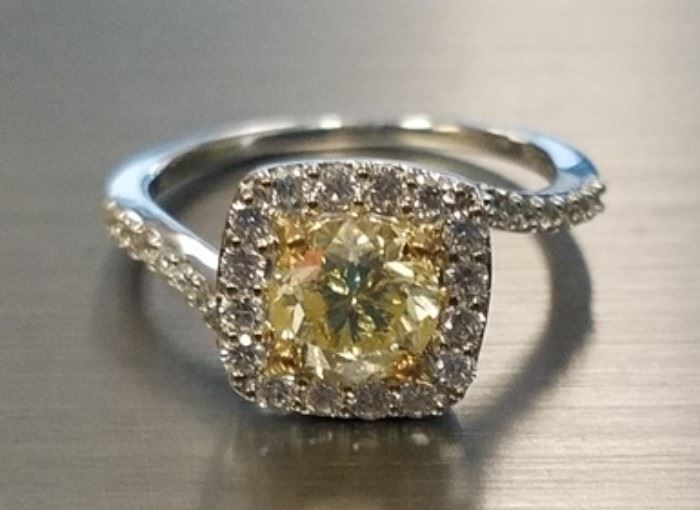 18K Yellow diamond ring