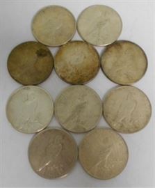 Several Peace silver dollars
