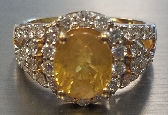 18K Yellow sapphire & diamond