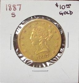 1887-S $10 Gold Liberty coin