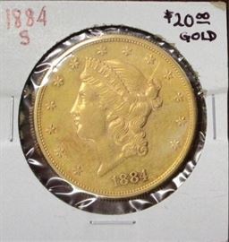 1884-S $20 Gold Liberty coin