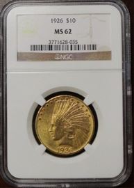 1926 $10 Gold Indian MS62