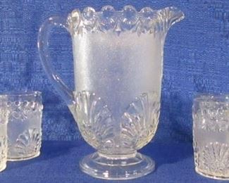 Early American pressed glass water set