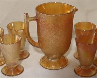 Carnival glass water set