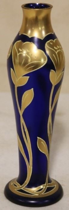 Gold overlay art glass vase