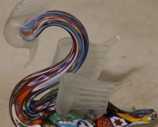 Millefiori glass swan