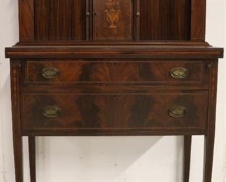 Tambour ladies desk w/ inlay & eagle brasses