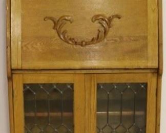 Oak Larkin desk w/ leaded glass