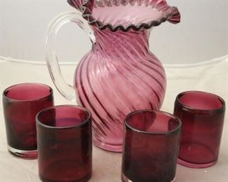 Cranberry pitcher and glasses