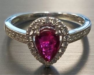 Platinum ruby & diamond ring App $11,440