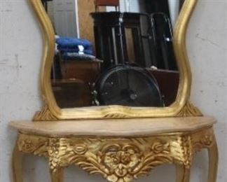 Gilded French console w/ mirror