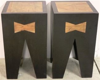 Pair Sarreid butterfly inlaid stands