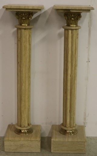 Pair marble pedestals