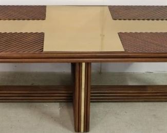 Brass inlaid cocktail table by Alden Parkes