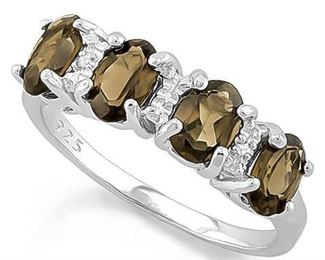 Smokey topaz .925 sterling ring sz 7