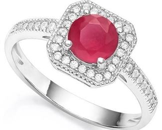 Ruby and white sapphire .925 sterling ring sz 8