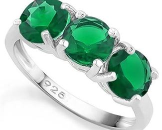 Emerald .925 sterling ring sz 7