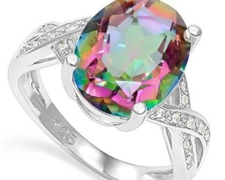 Mystic Gemstone .925 sterling ring sz 6