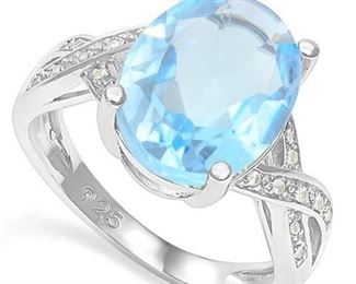 Baby swiss blue topaz .925 sterling ring sz 7