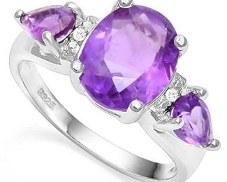 Amethyst .925 sterling ring sz 8