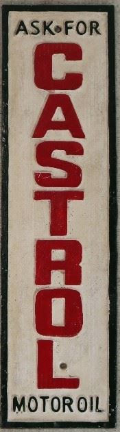 Cast iron Castrol sign