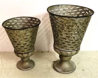 Galvanized olive urns