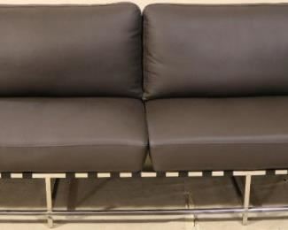 Lazzaro Leather and chrome sofa