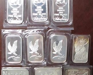1 Ounce .999 silver bars